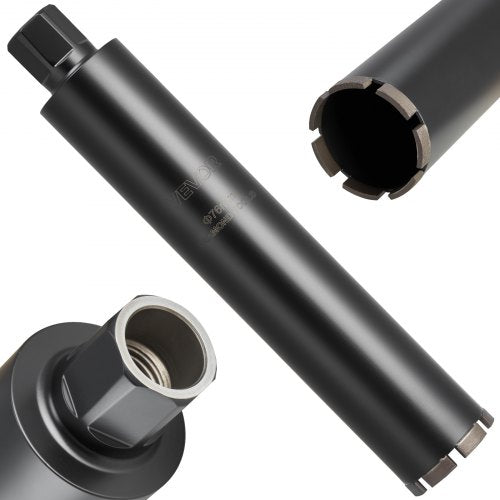 Core Drill Bit, 3 inch Diameter, 14 inch Drilling Depth, 1-1/4 in-7 Internal Thread, High-Precision Welding Technology, Wet Diamond Core Bit for Reinforced Concrete, Red Bricks, and Masonry
