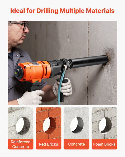 Core Drill Bit, 3 inch Diameter, 14 inch Drilling Depth, 1-1/4 in-7 Internal Thread, High-Precision Welding Technology, Wet Diamond Core Bit for Reinforced Concrete, Red Bricks, and Masonry