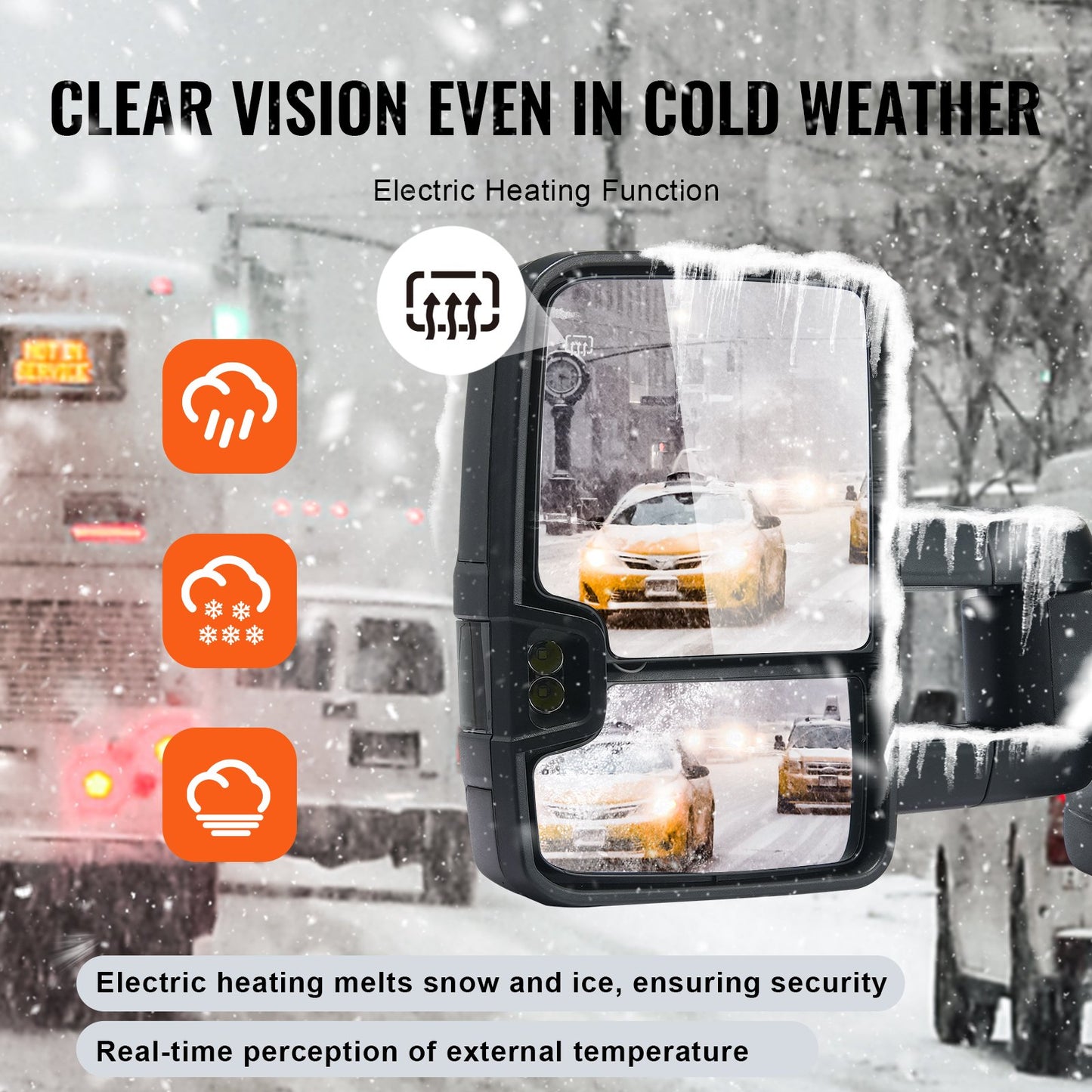 Elektrisch beheizte Anhängerspiegel für Chevrolet Silverado (2014-2021)/GMC, klappbar