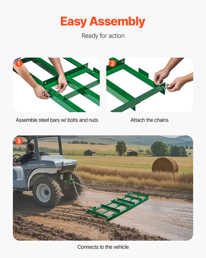 Drag Harrow 6 ft Heavy Duty Towing Behind Drag Harrow Driveway Graders