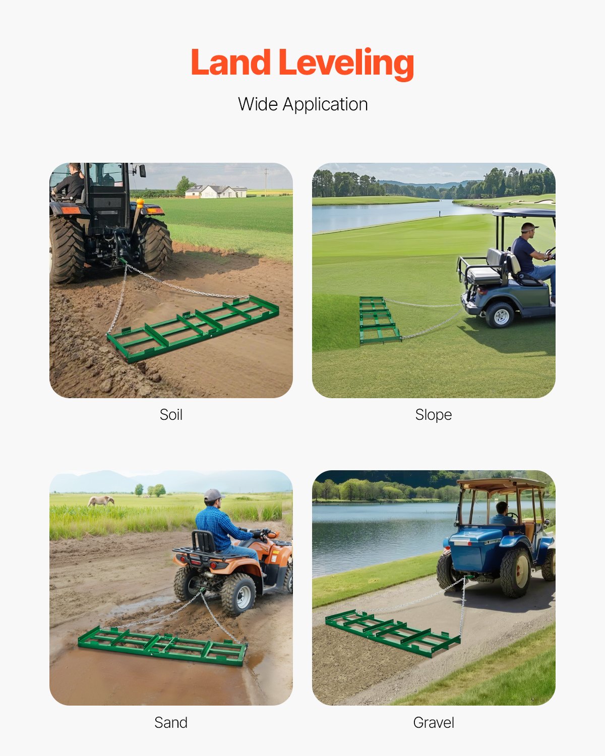 Drag Harrow 6 ft Heavy Duty Towing Behind Drag Harrow Driveway Graders