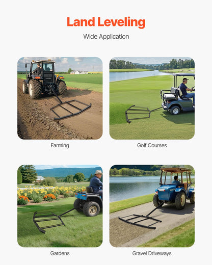 Drag Harrow 72" Width Tow Behind Drag Harrow Steel Gravel Grader ATV UTV