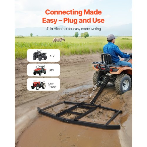 Pull Harrow 74" Wide Tow Behind Pull Harrow Steel Gravel Grader ATV UTV | EU