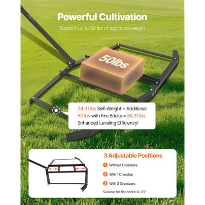 Pull Harrow 74" Wide Tow Behind Pull Harrow Steel Gravel Grader ATV UTV | EU