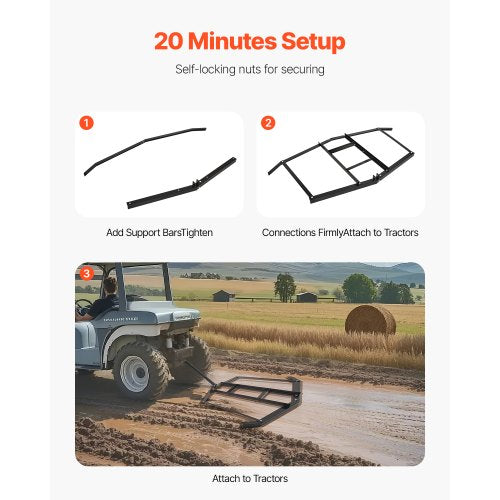 Pull Harrow 74" Wide Tow Behind Pull Harrow Steel Gravel Grader ATV UTV | EU