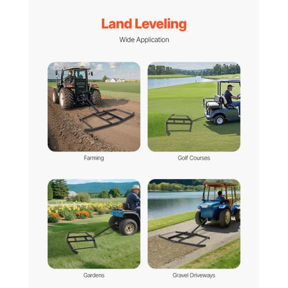 Pull Harrow 74" Wide Tow Behind Pull Harrow Steel Gravel Grader ATV UTV | EU