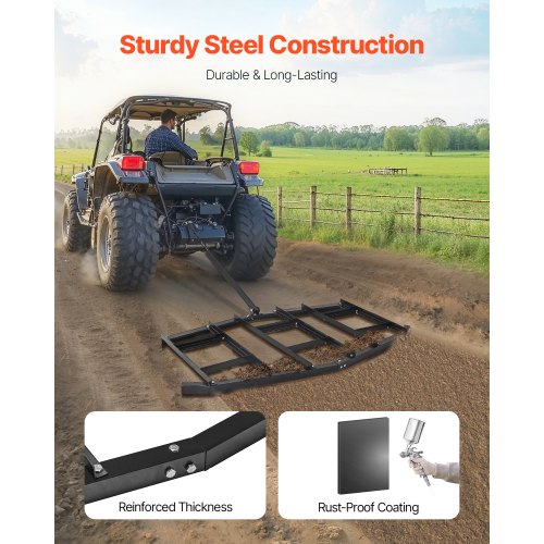Pull Harrow 84" Wide Tow Behind Pull Harrow Steel Gravel Grader ATV UTV | EU
