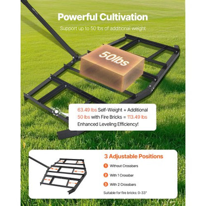 Pull Harrow 84" Wide Tow Behind Pull Harrow Steel Gravel Grader ATV UTV | EU