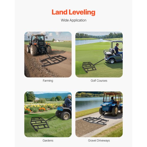 Pull Harrow 84" Wide Tow Behind Pull Harrow Steel Gravel Grader ATV UTV | EU