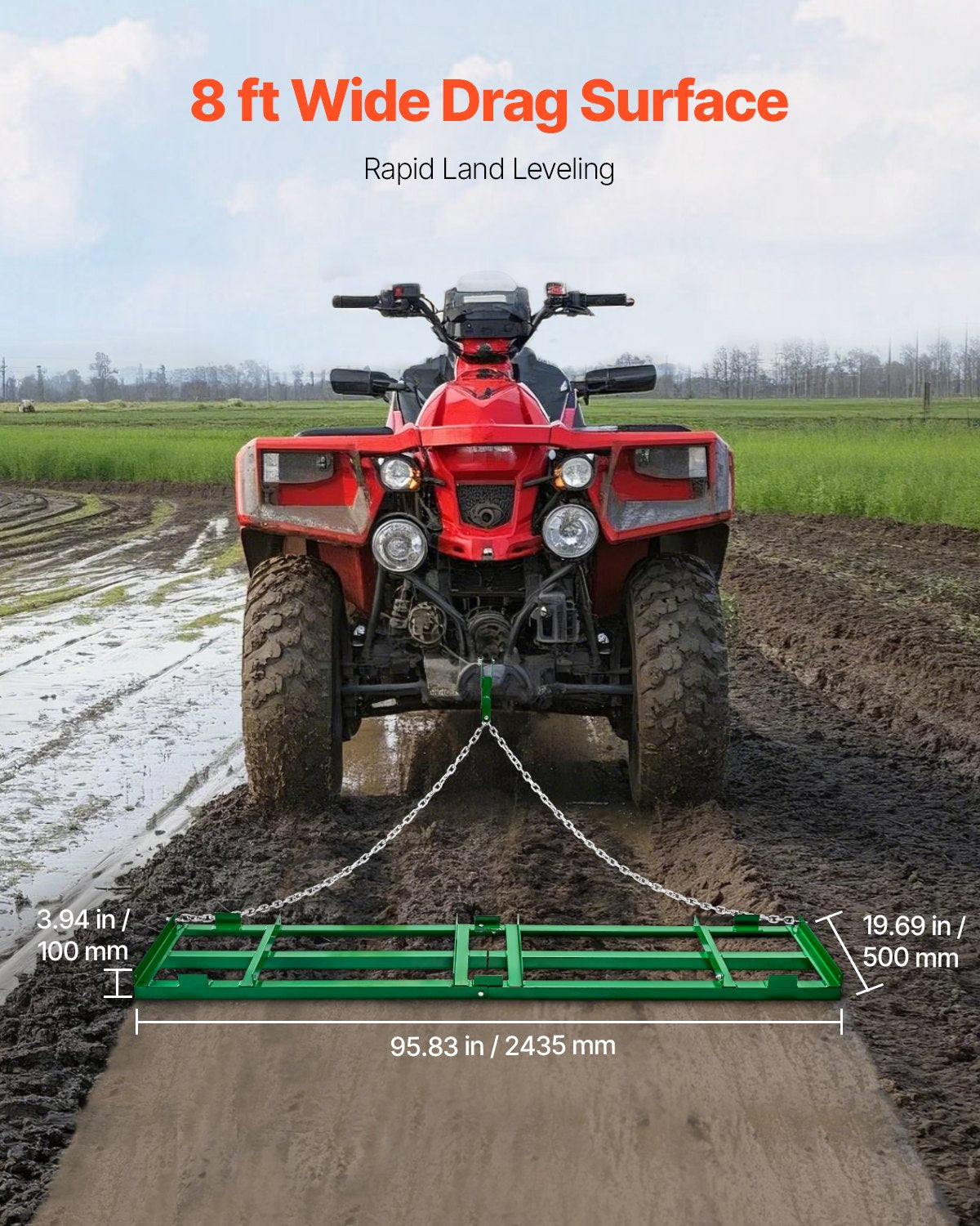 Drag Harrow 8 ft Heavy Duty bogsering bakom Drag Harrow Uppfartsväghyvlar