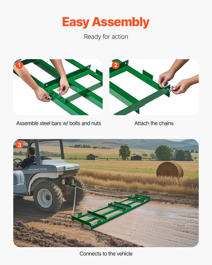 Drag Harrow 8 ft Heavy Duty bogsering bakom Drag Harrow Uppfartsväghyvlar