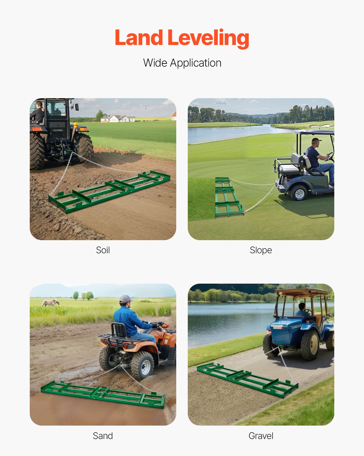 Drag Harrow 8 ft Heavy Duty bogsering bakom Drag Harrow Uppfartsväghyvlar