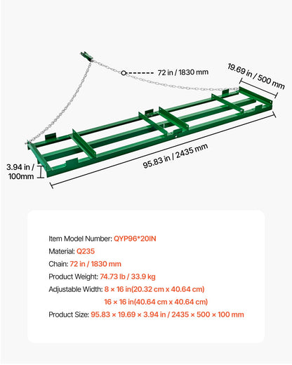 Drag Harrow 8 ft Heavy Duty bogsering bakom Drag Harrow Uppfartsväghyvlar