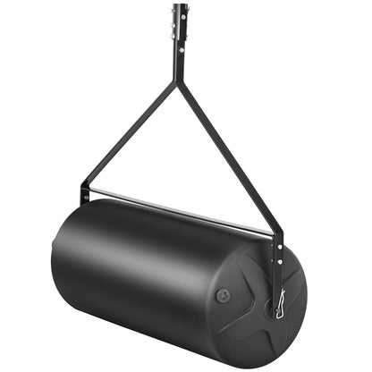 Bogsering bakom gräsmattor, 400 lbs sand-/vattenfylld trädgårdsrulle, LLDPE-trumma och stålram med lättvridbar plugg, bogsering bakom en traktor eller ATV för gräsmatta, trädgård, gård, park, svart