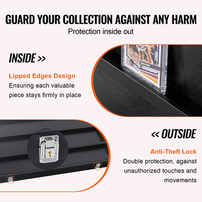 Vitrine für 36 abgestufte Sportkarten, 30,5 x 24,3 x 2,1 Zoll, Präsentationsrahmen für Baseballkarten mit 98 % UV-Schutz, transparentes PC-Glas, abschließbarer Wandschrank für Fußball-, Basketball-, Hockey- und Sammelkarten