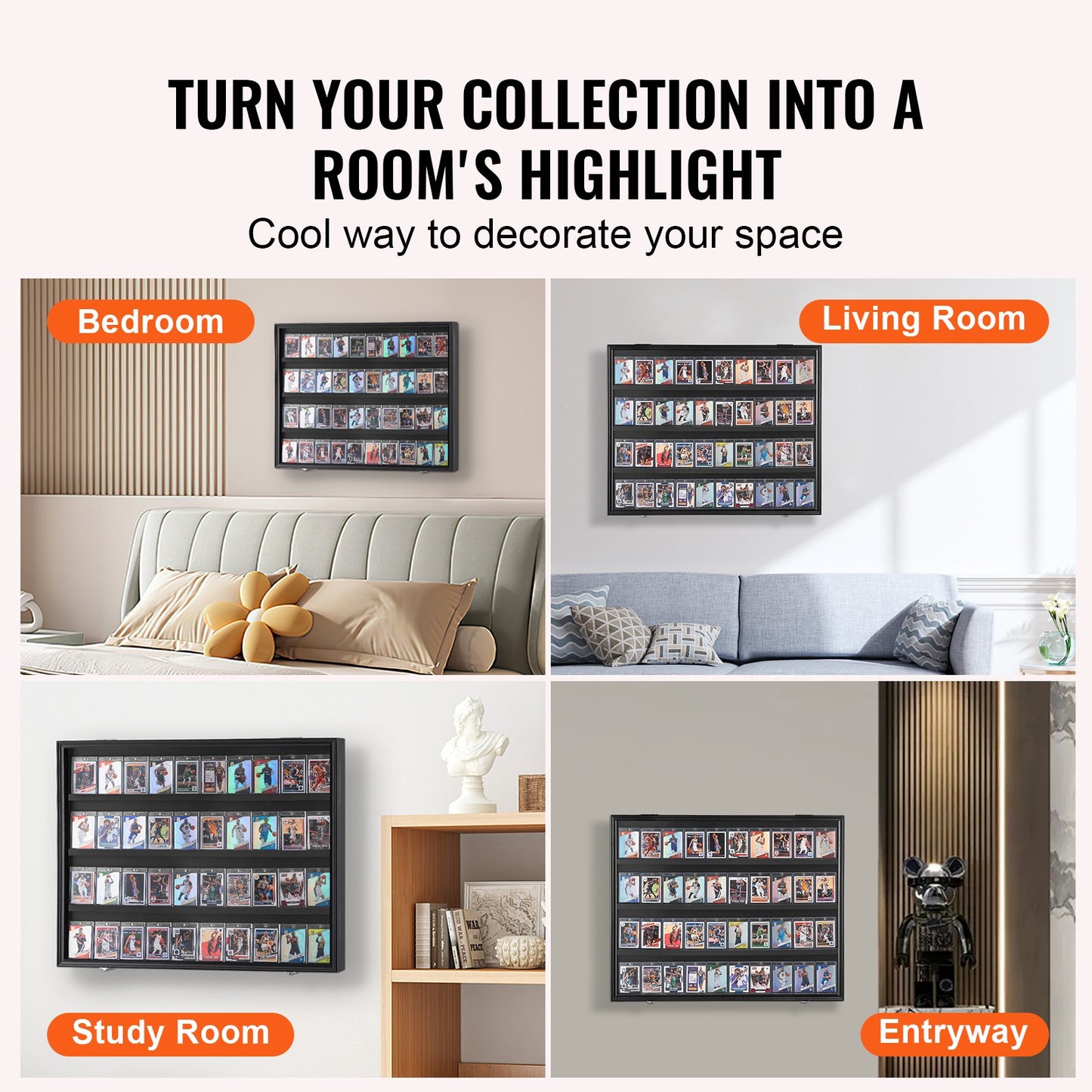 Vitrine für 36 abgestufte Sportkarten, 30,5 x 24,3 x 2,1 Zoll, Präsentationsrahmen für Baseballkarten mit 98 % UV-Schutz, transparentes PC-Glas, abschließbarer Wandschrank für Fußball-, Basketball-, Hockey- und Sammelkarten