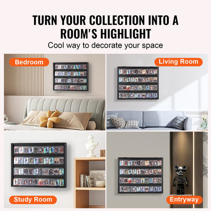 Vitrine für 36 abgestufte Sportkarten, 30,5 x 24,3 x 2,1 Zoll, Präsentationsrahmen für Baseballkarten mit 98 % UV-Schutz, transparentes PC-Glas, abschließbarer Wandschrank für Fußball-, Basketball-, Hockey- und Sammelkarten