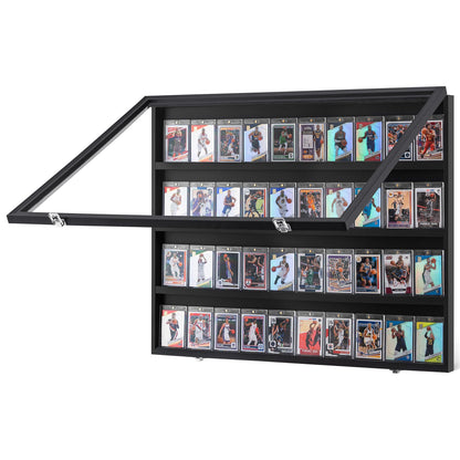 Vitrine für 36 abgestufte Sportkarten, 30,5 x 24,3 x 2,1 Zoll, Präsentationsrahmen für Baseballkarten mit 98 % UV-Schutz, transparentes PC-Glas, abschließbarer Wandschrank für Fußball-, Basketball-, Hockey- und Sammelkarten