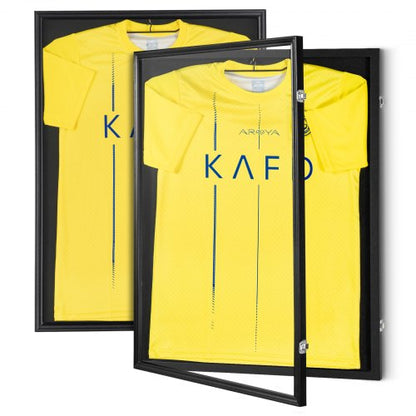 2PCs Jersey Display Frame Case, 23.3x31.2x1.5 in, Large Lockable Sport Jersey Shadow Box with 98% UV Protection PC Glass and Hangers, for Baseball Basketball Football Hockey Shirt and Uniform