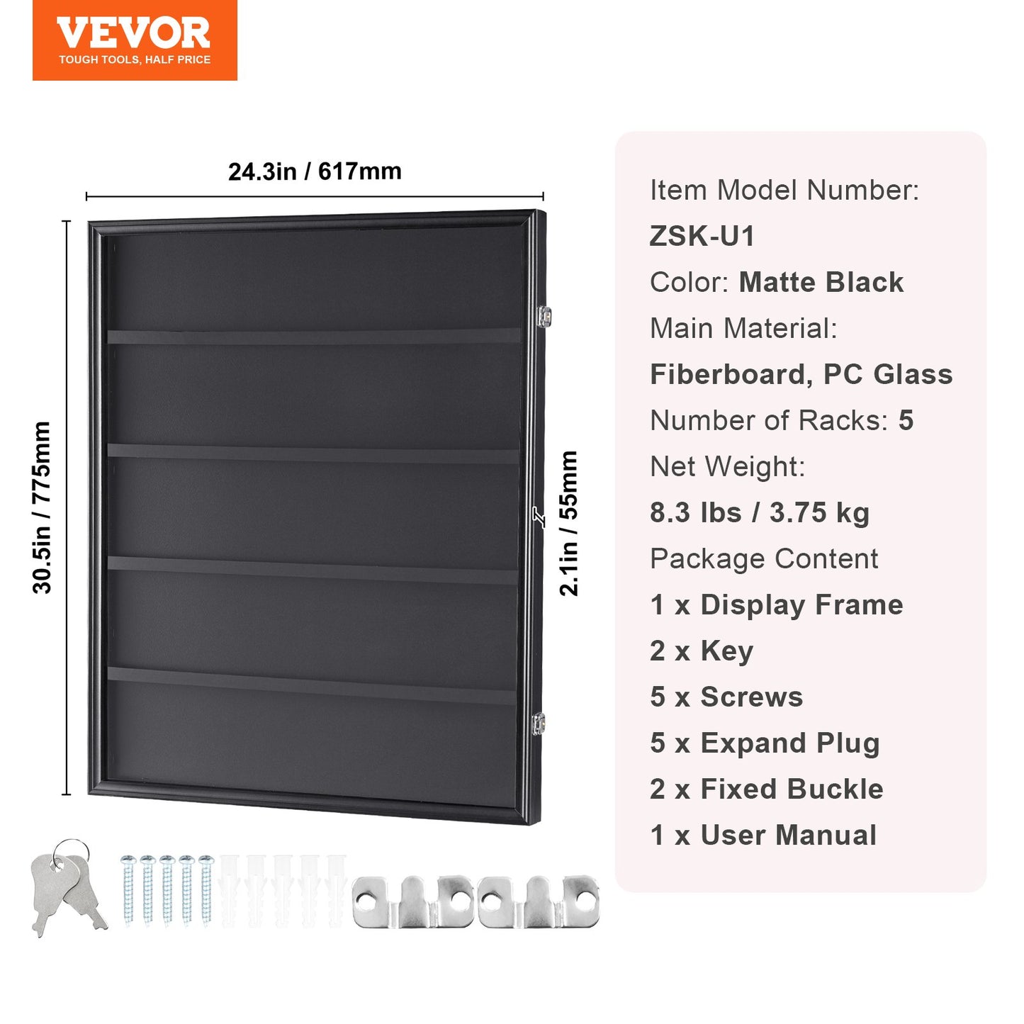 Vitrine für 35 abgestufte Sportkarten, 24,3 x 30,5 x 2,1 Zoll, Präsentationsrahmen für Baseballkarten mit 98 % UV-Schutz, klares Sicht-PC-Glas, abschließbarer Wandschrank für Fußball-, Basketball-, Hockey- und Sammelkarten