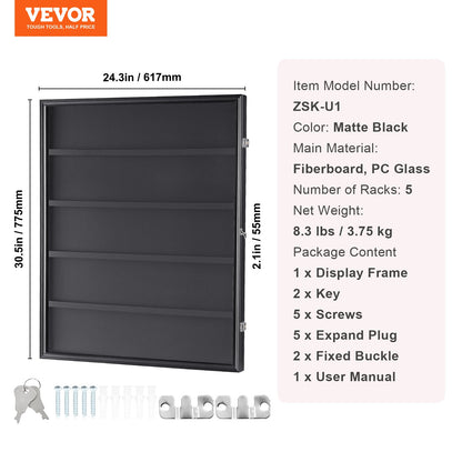 Vitrine für 35 abgestufte Sportkarten, 24,3 x 30,5 x 2,1 Zoll, Präsentationsrahmen für Baseballkarten mit 98 % UV-Schutz, klares Sicht-PC-Glas, abschließbarer Wandschrank für Fußball-, Basketball-, Hockey- und Sammelkarten