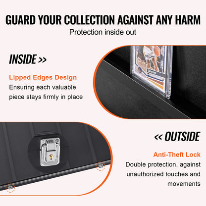 35 Graded Sports Card Display Case, 24.3x30.5x2.1 in, Baseball Card Display Frame with 98% UV Protection Clear View PC Glass, Lockable Wall Cabinet for Football Basketball Hockey Trading Card