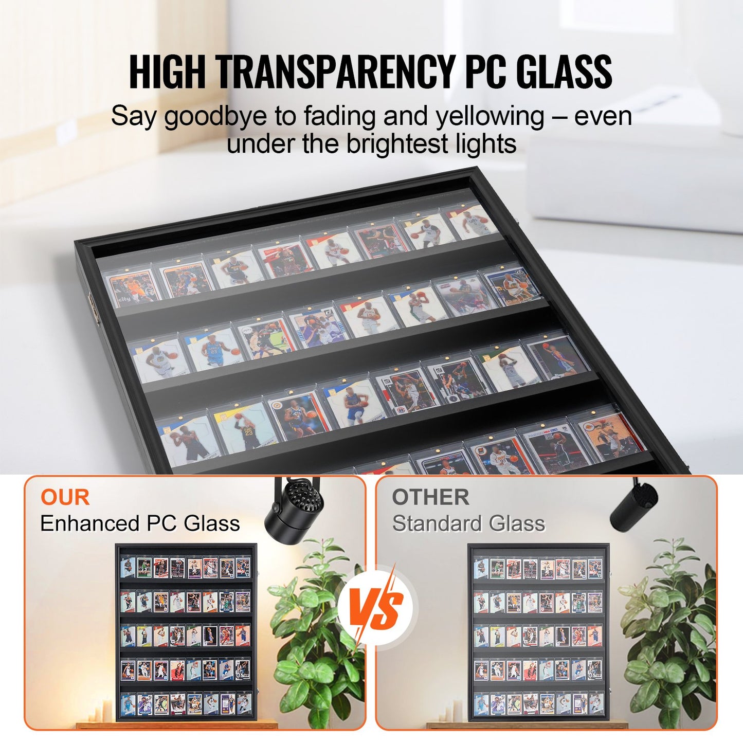 35 Graded Sports Card Display Case, 24.3x30.5x2.1 in, Baseball Card Display Frame with 98% UV Protection Clear View PC Glass, Lockable Wall Cabinet for Football Basketball Hockey Trading Card