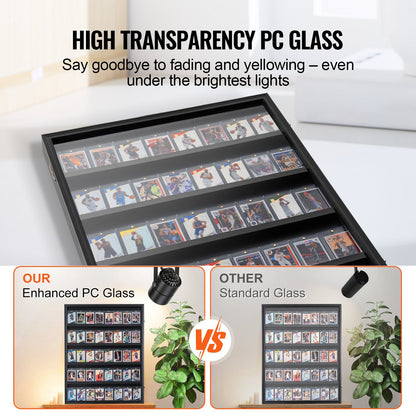 35 Graded Sports Card Display Case, 24.3x30.5x2.1 in, Baseball Card Display Frame with 98% UV Protection Clear View PC Glass, Lockable Wall Cabinet for Football Basketball Hockey Trading Card
