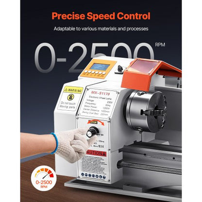 Metalldrehmaschine 8,7 x 39 Zoll Tischdrehmaschine mit automatischem Vorschub | EU