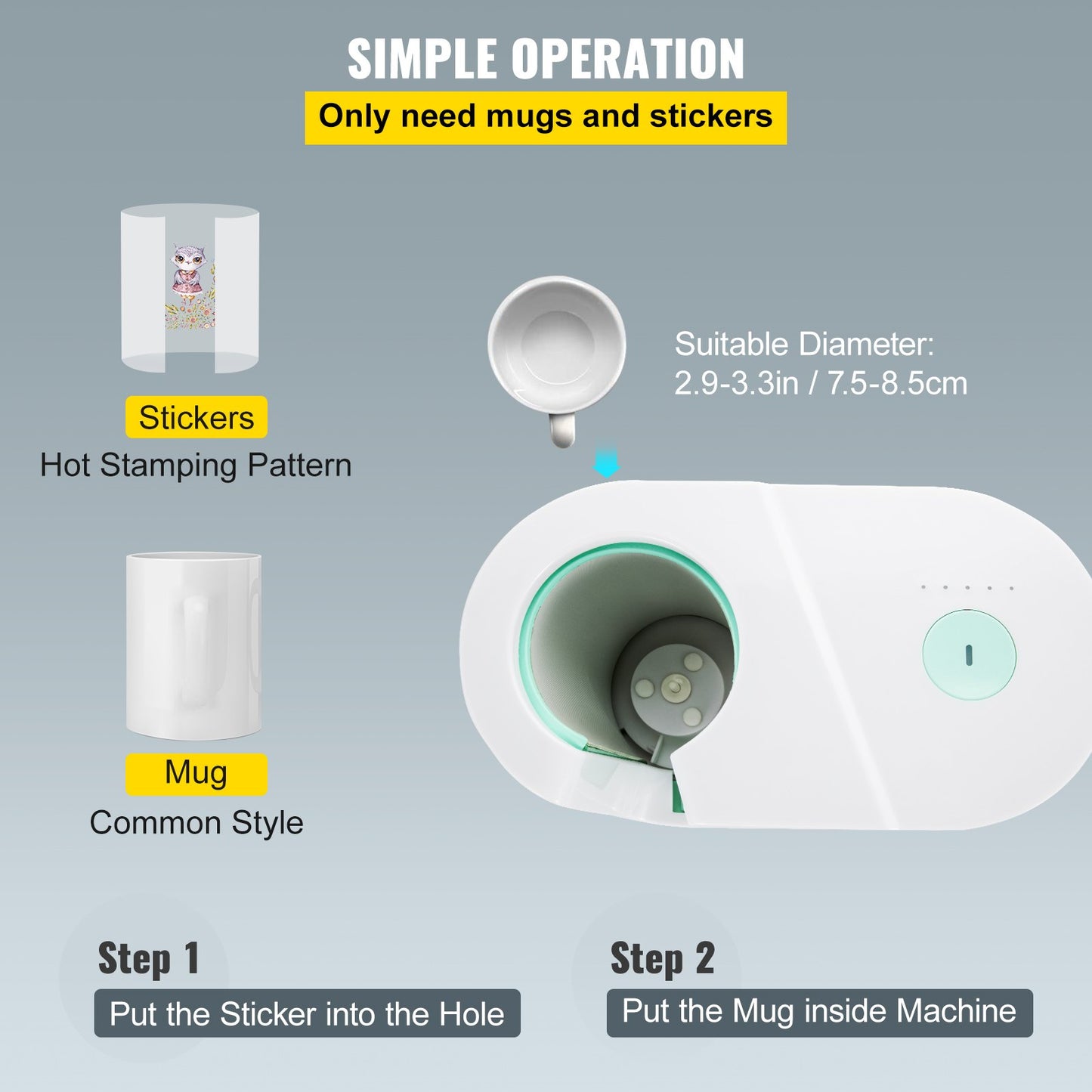 Tassenpresse, automatische Tassen-Hitzepresse 11-15 oz, Tassentransfer-Sublimation, tragbare Kaffeepresse mit One-Touch-Taste, Pro Easy Tassenpresse, DIY-Druck, Geschenk für Familie und Freunde