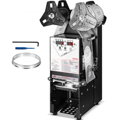 Fully Automatic Cup Sealing Machine, 500-650 Cups/H, Cup Sealer Machine for 180 mm Tall & 90/95 mm Cup, Electric Tea Sealer with Digital Control LCD Panel for Bubble Milk Tea Coffee, Black