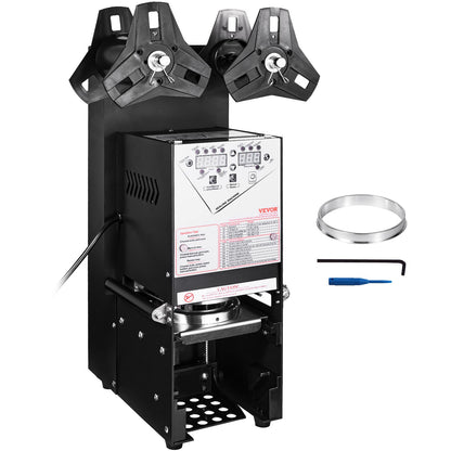 Fully Automatic Cup Sealing Machine, 500-650 Cups/H, Cup Sealer Machine for 180 mm Tall & 90/95 mm Cup, Electric Tea Sealer with Digital Control LCD Panel for Bubble Milk Tea Coffee, Black