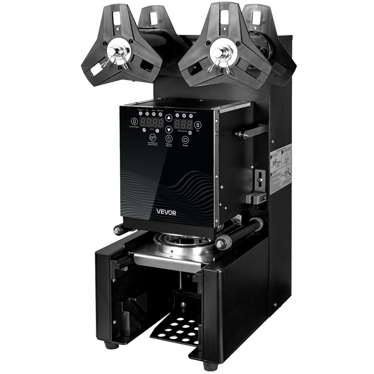 Fully Automatic Cup Sealing Machine, 500-650 Cups/H, Cup Sealer Machine for 190 mm Tall & 90/95 mm Cup, Electric Tea Sealer with Digital Control LCD Panel for Bubble Milk Tea Coffee, Black