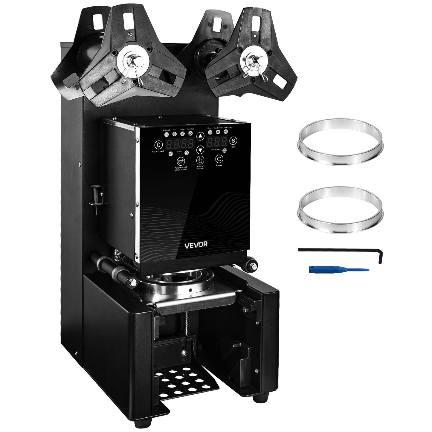 Fully Automatic Cup Sealing Machine, 500-650 Cups/H, Cup Sealer Machine for 190 mm Tall & 90/95 mm Cup, Electric Tea Sealer with Digital Control LCD Panel for Bubble Milk Tea Coffee, Black