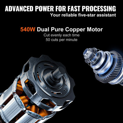 Automatic Meat Slicer, 540W Deli Slicer, 2 PCS 10" Stainless Steel Removable Blade, 0-15mm Adjustable Thickness, Child Lock Protection, Food Slicer Machine for Meat Cheese Bread for Home Use