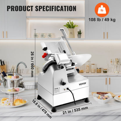 Automatic Meat Slicer, 540W Deli Slicer, 2 PCS 10" Stainless Steel Removable Blade, 0-15mm Adjustable Thickness, Child Lock Protection, Food Slicer Machine for Meat Cheese Bread for Home Use