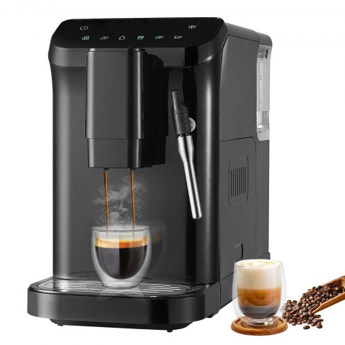 Automatic Espresso Machine, 20 Bar Auto Coffee Machine with Frother Steam Wand, Built-In Grinder and 15-Level Grinding Settings, Professional Espresso Coffee Maker with 1.5L Water Tank
