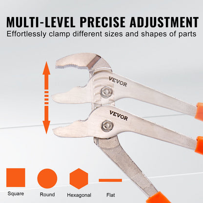 Zangensatz, 8-teilig, Hartstahl, 12"/10"/8" Nutgelenkzange, 8" Linienrichterzange, 6" Gleitschiene, 8" Spitzzange, 6" Seitenschneider, 10" verstellbarer Schraubenschlüssel und Werkzeugtasche