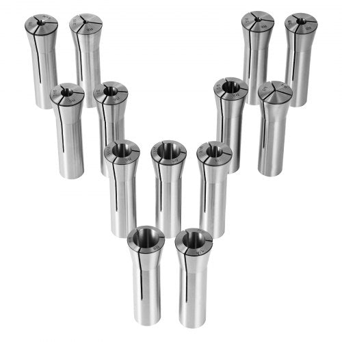 13 pcs Precision R8 Collet Set, 1/8'' - 7/8'', 45# Alloy Steel Mill Collet Chuck 0.0012"/30μm TIR with 13 Labeled Storage Boxes, for Milling Machine Drill Presses Boring Machine Machining Center