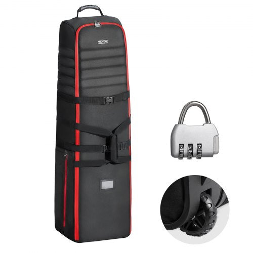 Golf Travel Bag, Outdoors Soft-Sided Golf Travel Cover Case, Heavy Duty 1000D Nylon Wear-Resistant, Padded Golf Luggage Case Cover with Wheels, Foldable Golf Club Storage Bag for Airlines