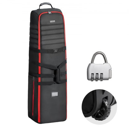 Golf Travel Bag, Outdoors Soft-Sided Golf Travel Cover Case, Heavy Duty 1000D Nylon Wear-Resistant, Padded Golf Luggage Case Cover with Wheels, Foldable Golf Club Storage Bag for Airlines