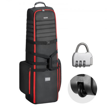Golf Travel Bag, Outdoors Soft-Sided Golf Travel Cover, Heavy Duty 1800D Polyester Oxford Wear-Resistant Waterproof, Padded Luggage Case with Wheels, Foldable Golf Club Storage Bag for Airline