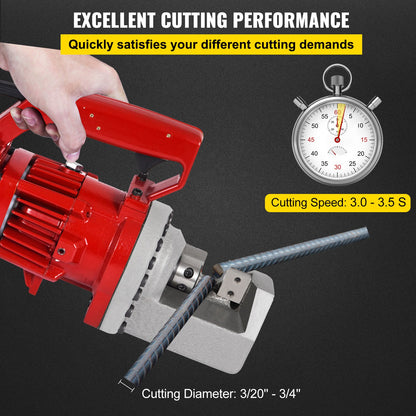 Electric Rebar Cutter, 1250W Portable Electric Hydraulic Rebar Cutter, Cutting up to 3/4 Inch #6 4-20mm Rebar within 4 Seconds,110V,with Easy to Carry Stainless Box