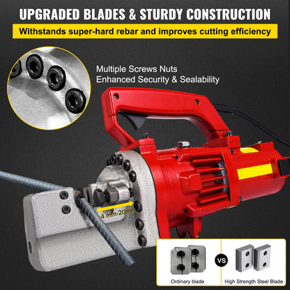 Electric Rebar Cutter, 1250W Portable Electric Hydraulic Rebar Cutter, Cutting up to 3/4 Inch #6 4-20mm Rebar within 4 Seconds,110V,with Easy to Carry Stainless Box