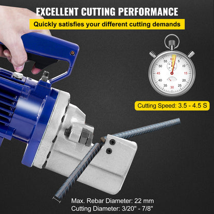 Electric Rebar Cutter, 1350W Portable Electric Hydraulic Rebar Cutter, Cutting up to 7/8 Inch #7 4-22mm Rebar within 4.5 Seconds,110V,with Easy to Carry Stainless Box