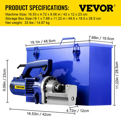 Electric Rebar Cutter, 1350W Portable Electric Hydraulic Rebar Cutter, Cutting up to 7/8 Inch #7 4-22mm Rebar within 4.5 Seconds,110V,with Easy to Carry Stainless Box