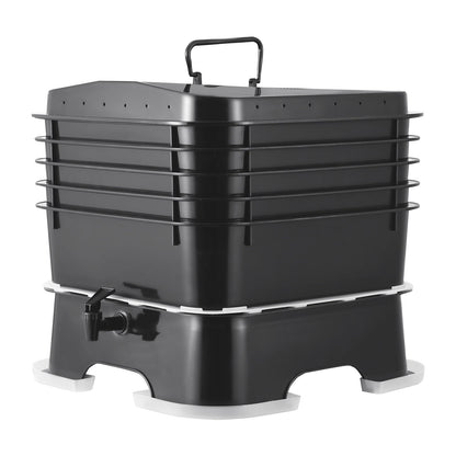 5-tray worm composter, 50L worm compost bin outdoor and indoor, worm farm kit with sustainable design, for food waste recycling, worm castings, worm tea, vermiculture and vermicomposting