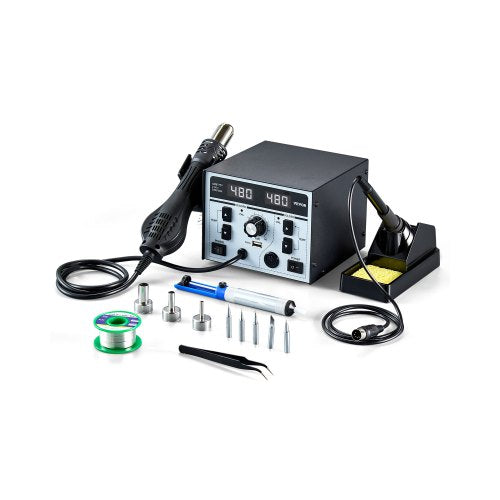 2-i-1 Hot Air Rework & Soldering Station 820W med 5V USB-laddningsport |  EU