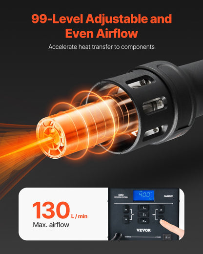 Heißluft-Nacharbeitsstation, 1000 W, LED, digitale SMD-Nacharbeitsstation, 212 °F–896 °F