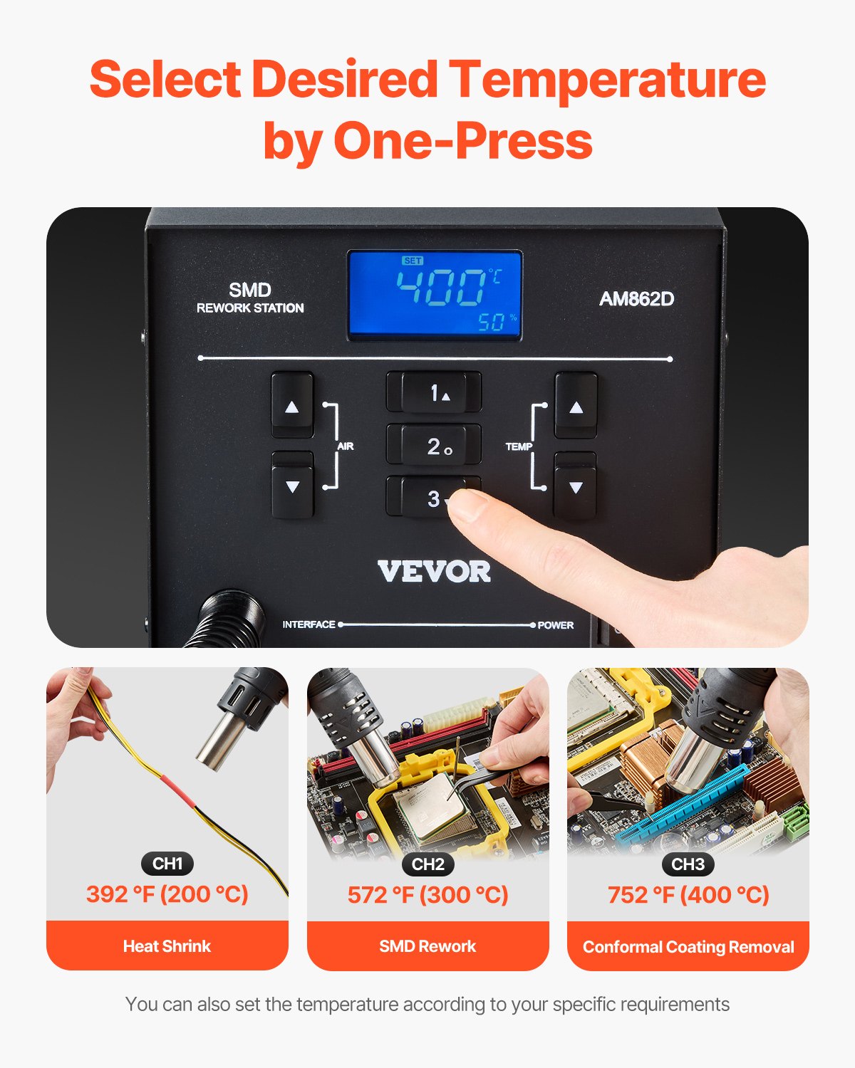 Heißluft-Nacharbeitsstation, 1000 W, LED, digitale SMD-Nacharbeitsstation, 212 °F–896 °F